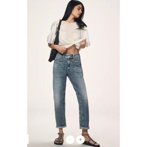 Pilcro Wanderer Relaxed Fit Jeans Mid Rise Blue Denim Anthropologie Women's